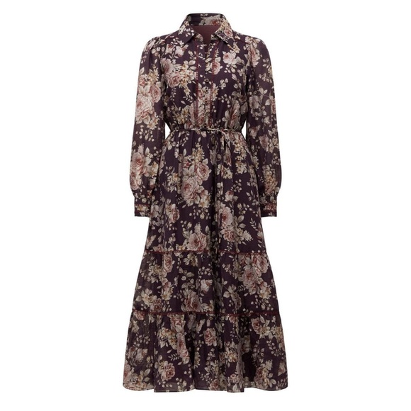 Floral Maxi Dress with Long Sleeves - Picture 2 of 3